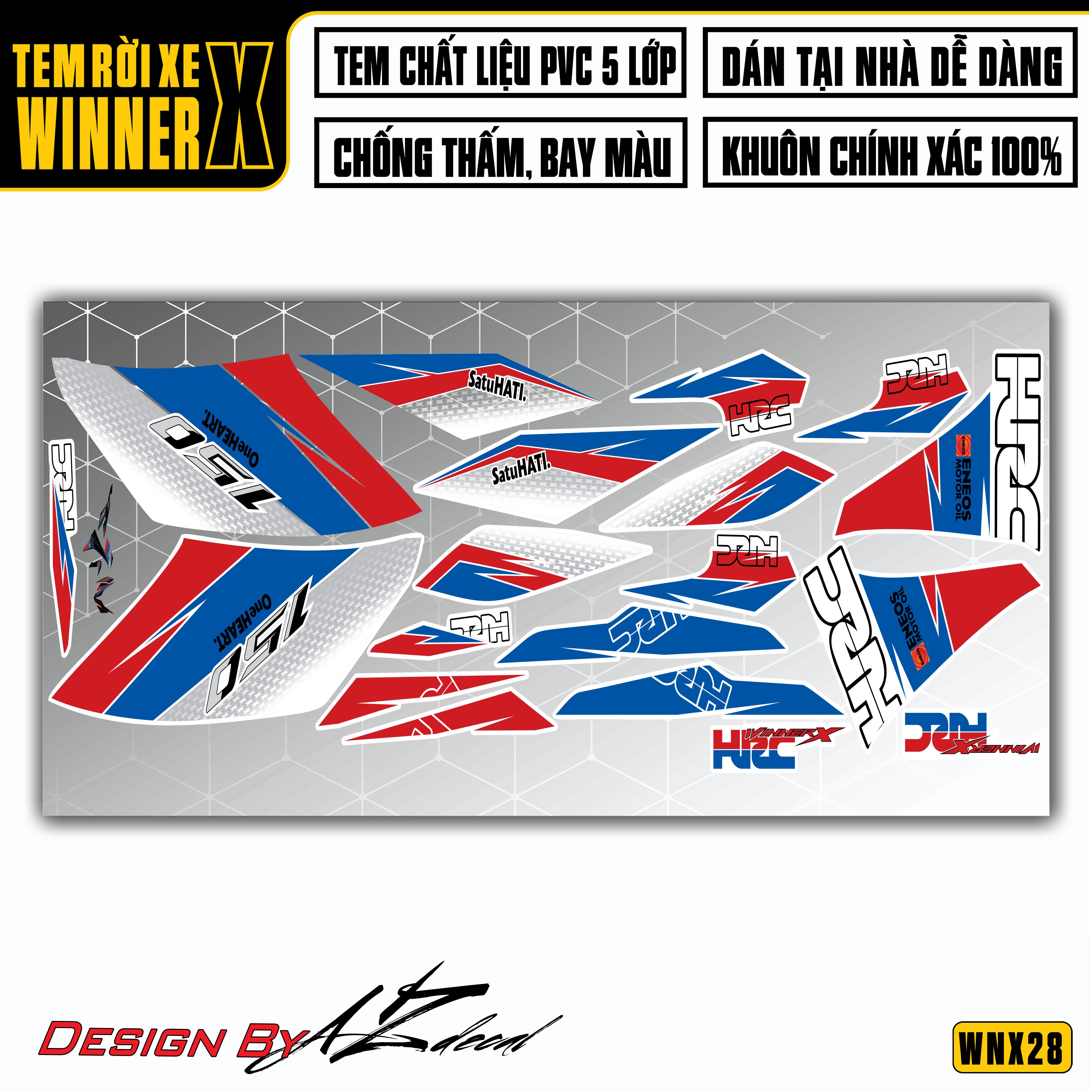 Tem xe Winner X Nền Trắng mẫu HRC