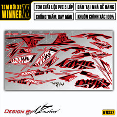 Tem xe Winner X Xám Đỏ mẫu cá mập