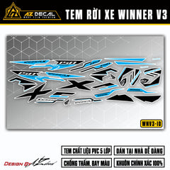 Chi tiết mẫu tem chế dán Winner v3 màu xanh đen (nền trắng)