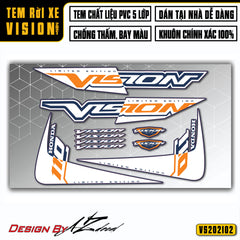 Chi tiết mẫu dán xe Vision màu xanh mẫu VS02 Cam Trắng