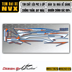 Tem xe NVX màu trắng cam mẫu Dynojet