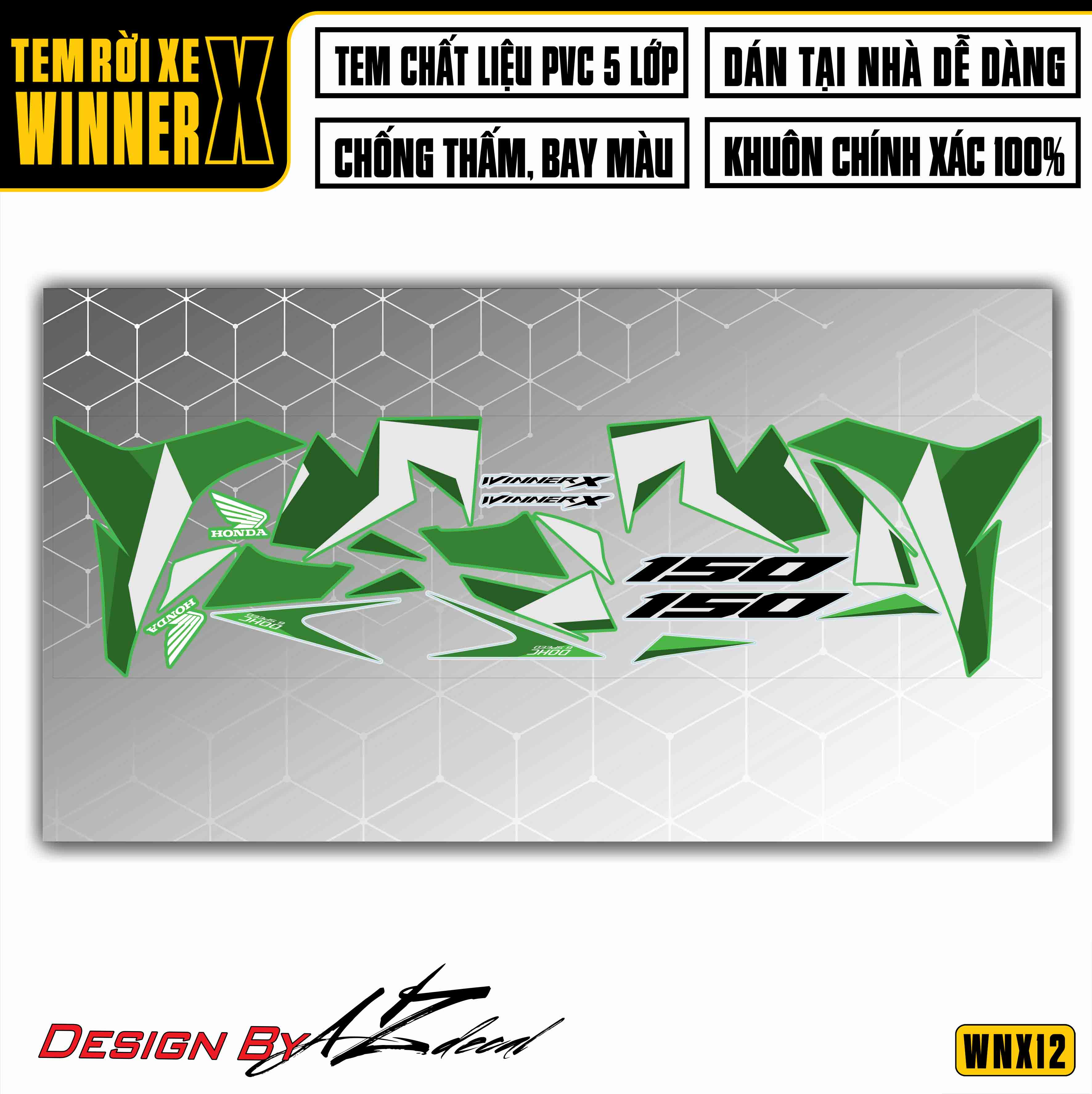 Tem Xe Winner X | WNX12 | Polygon 3D xanh lá