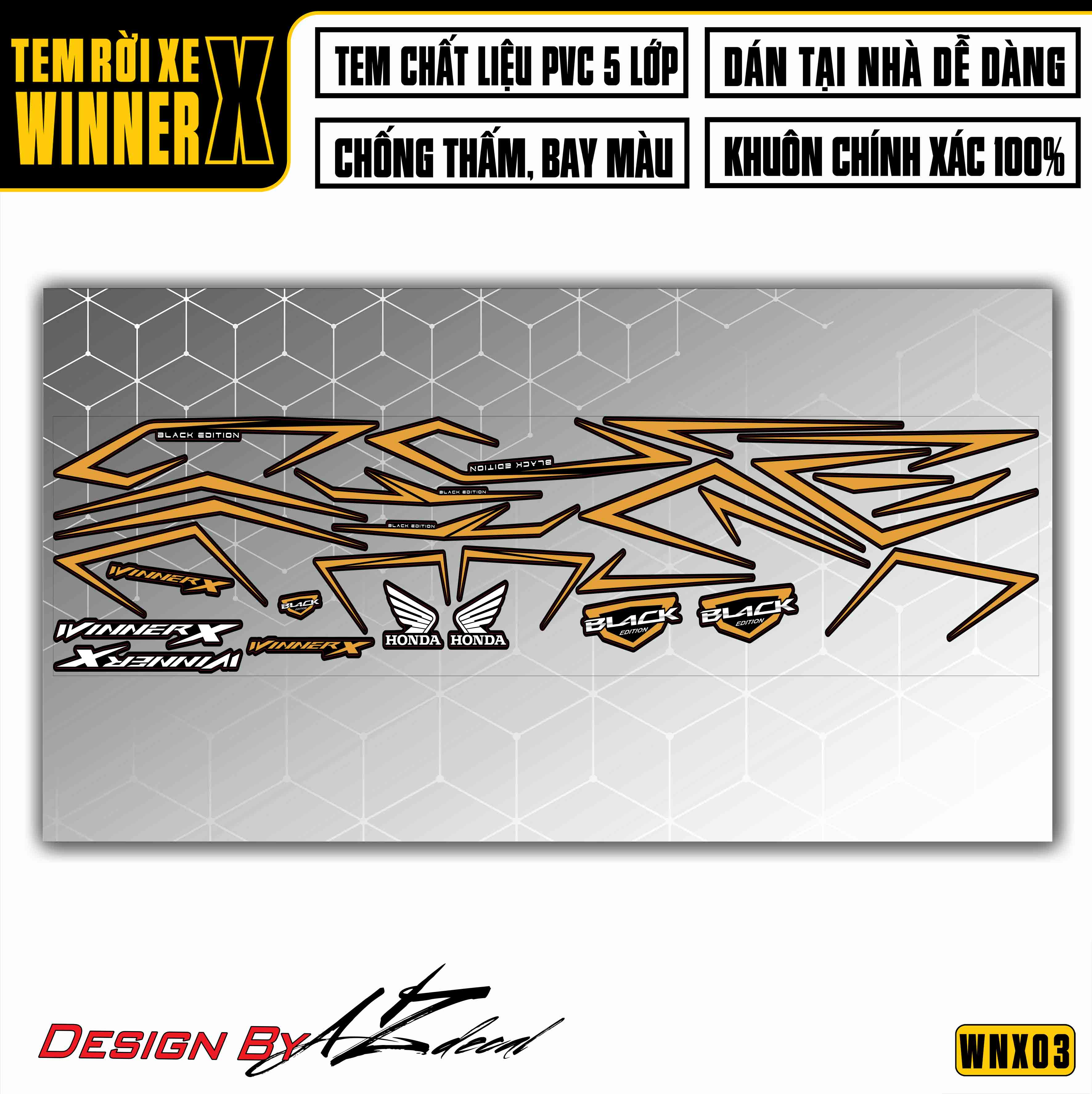 Tem xe Winner X Black Edition Vàng Đồng Đen