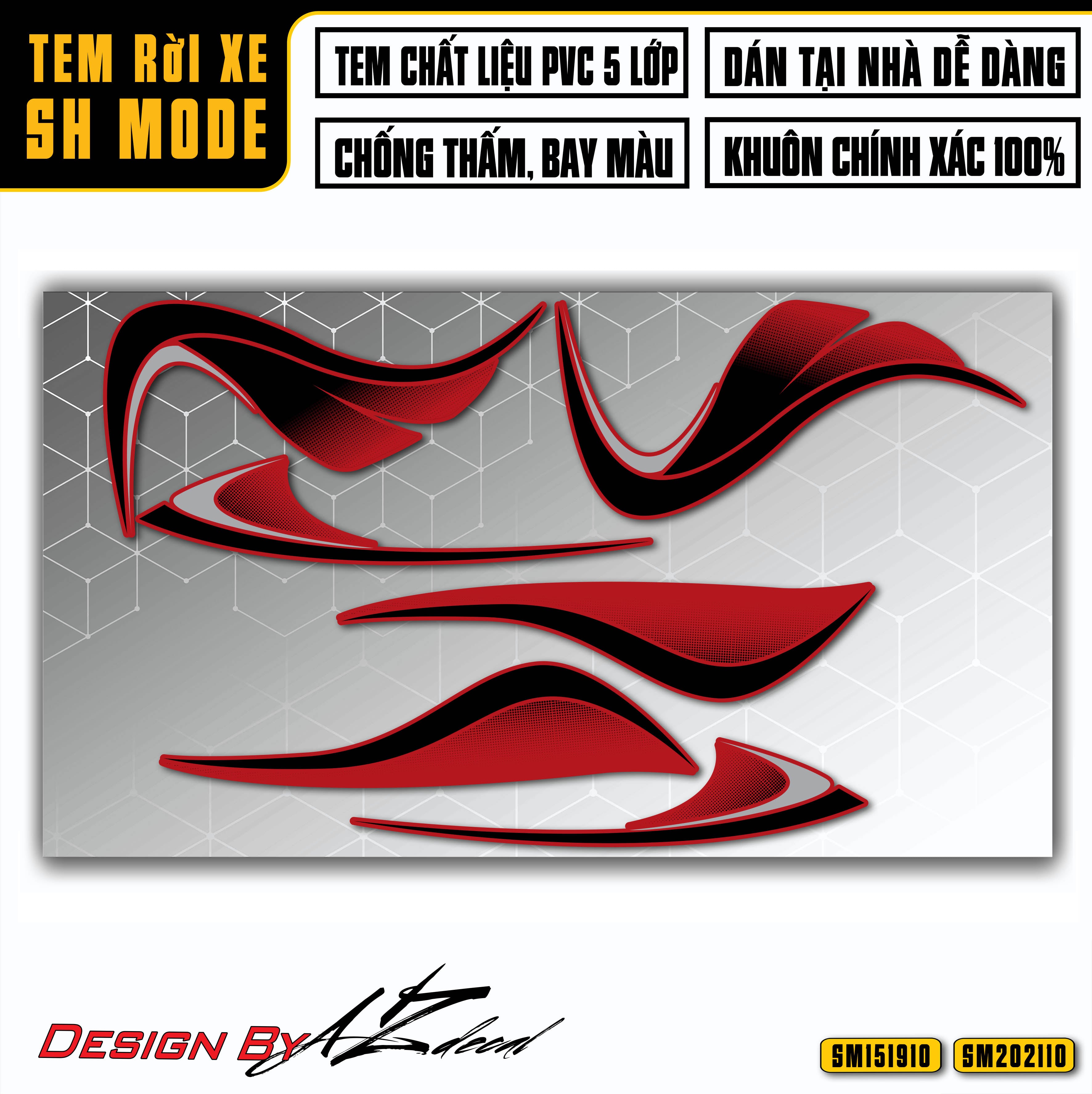 Decal dán xe SH Mode màu đỏ đen