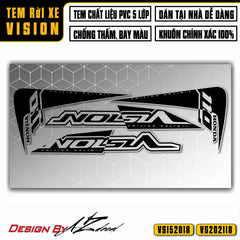 Tem rời xe Vision màu đen dán xe trắng