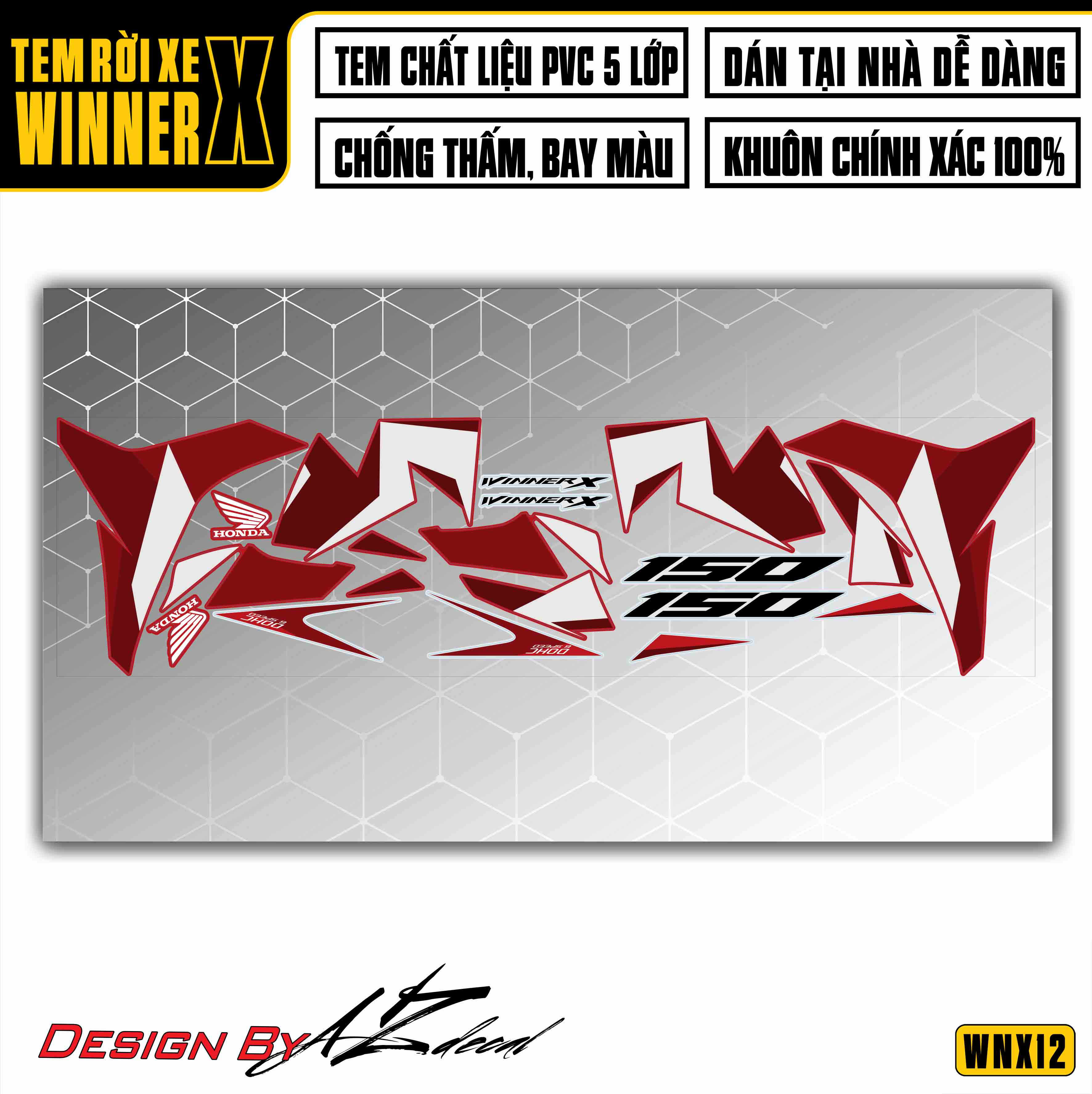 Tem Xe Winner X | WNX12 | Polygon 3D xe đỏ
