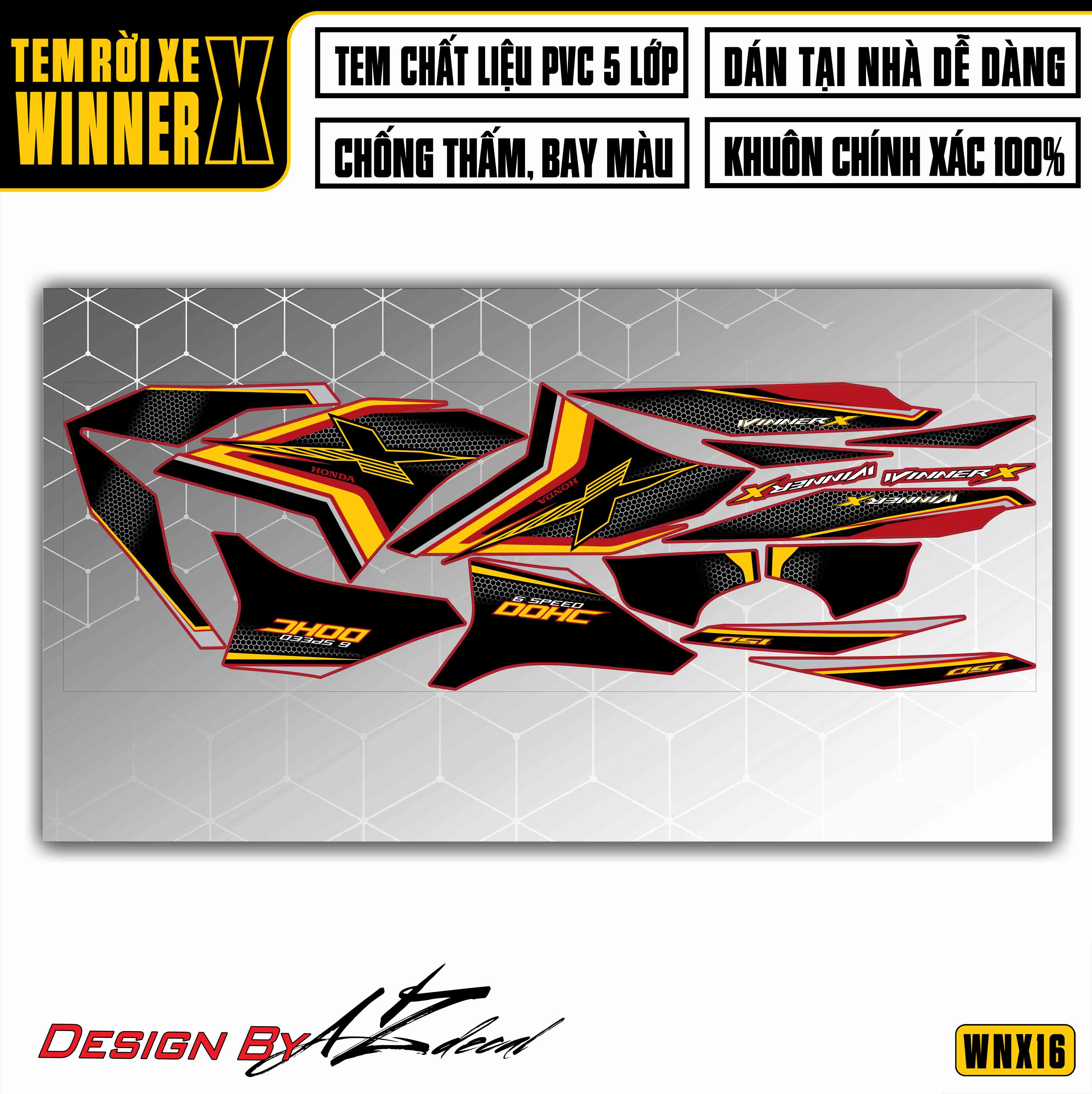Tem Xe Winner X | WNX16 | Matrix DOHC tem nền đỏ