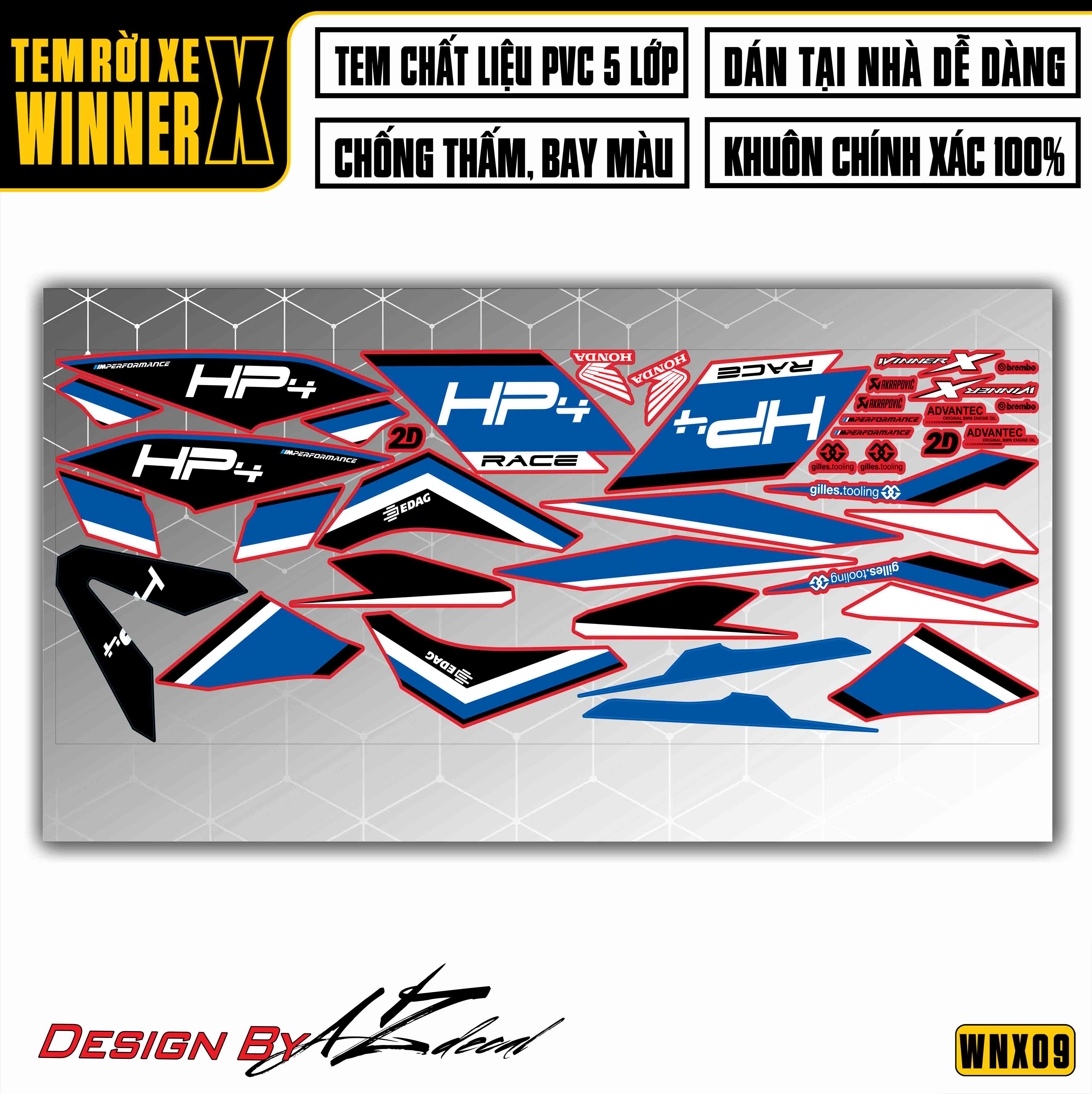 Tem xe Winner X HP4 nền đen