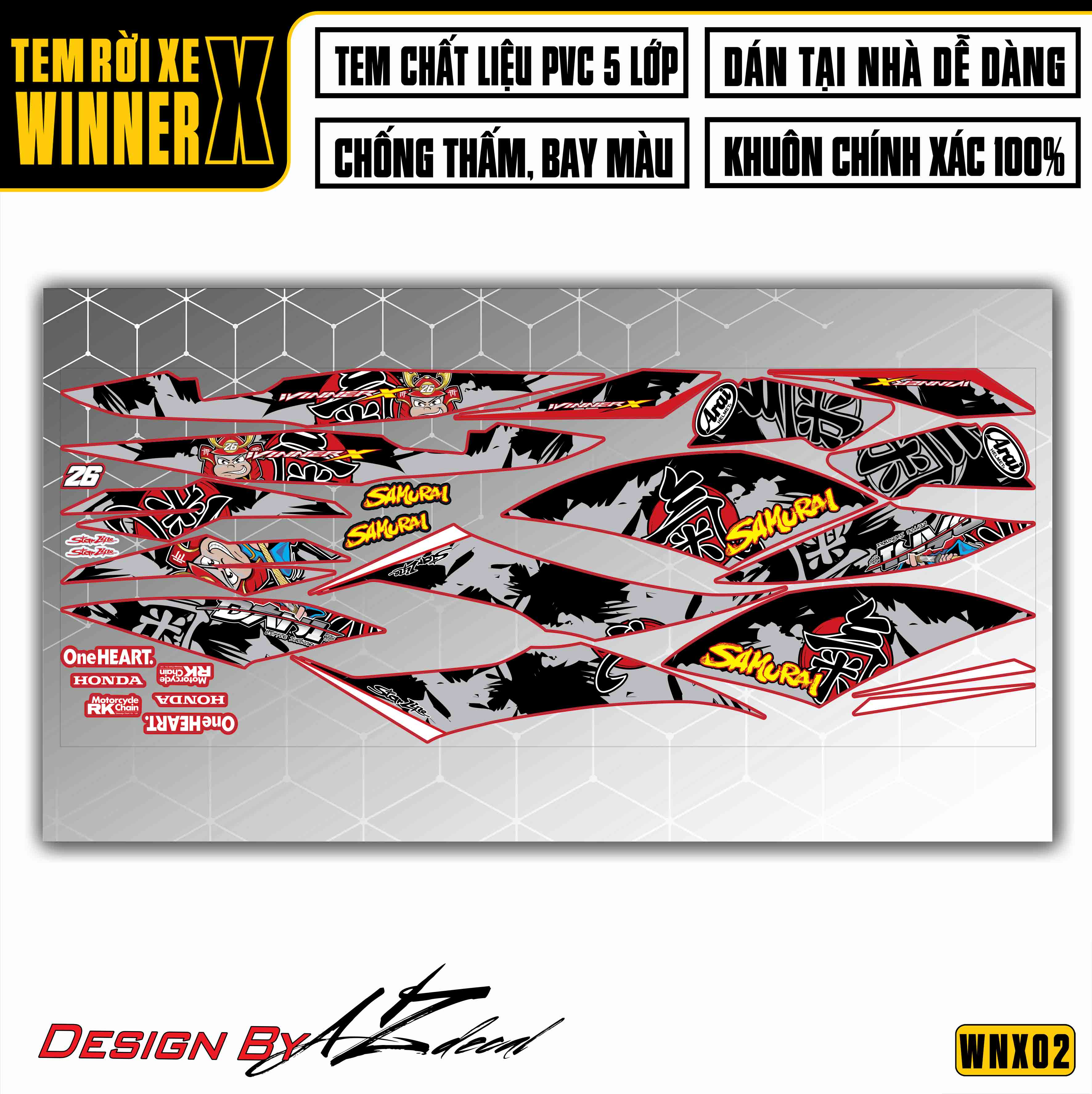 Tem xe Winner X Samurai màu đỏ