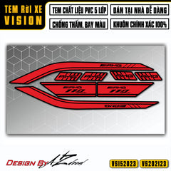 Tem rời Vision 2015 - 2021 màu đỏ dán xe sơn đen
