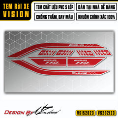 Tem đỏ dán xe Vision sơn trắng mẫu tem chỉ AMG