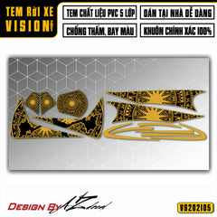 Tem Trống Đồng dán xe Vision đẹp (xe đen)