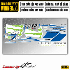 Tem xe Winner X phong cách Monster - Trắng