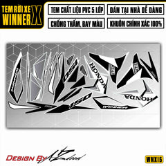 Tem Xe Winner X | WNX15 | Thể Thao tem đen trắng