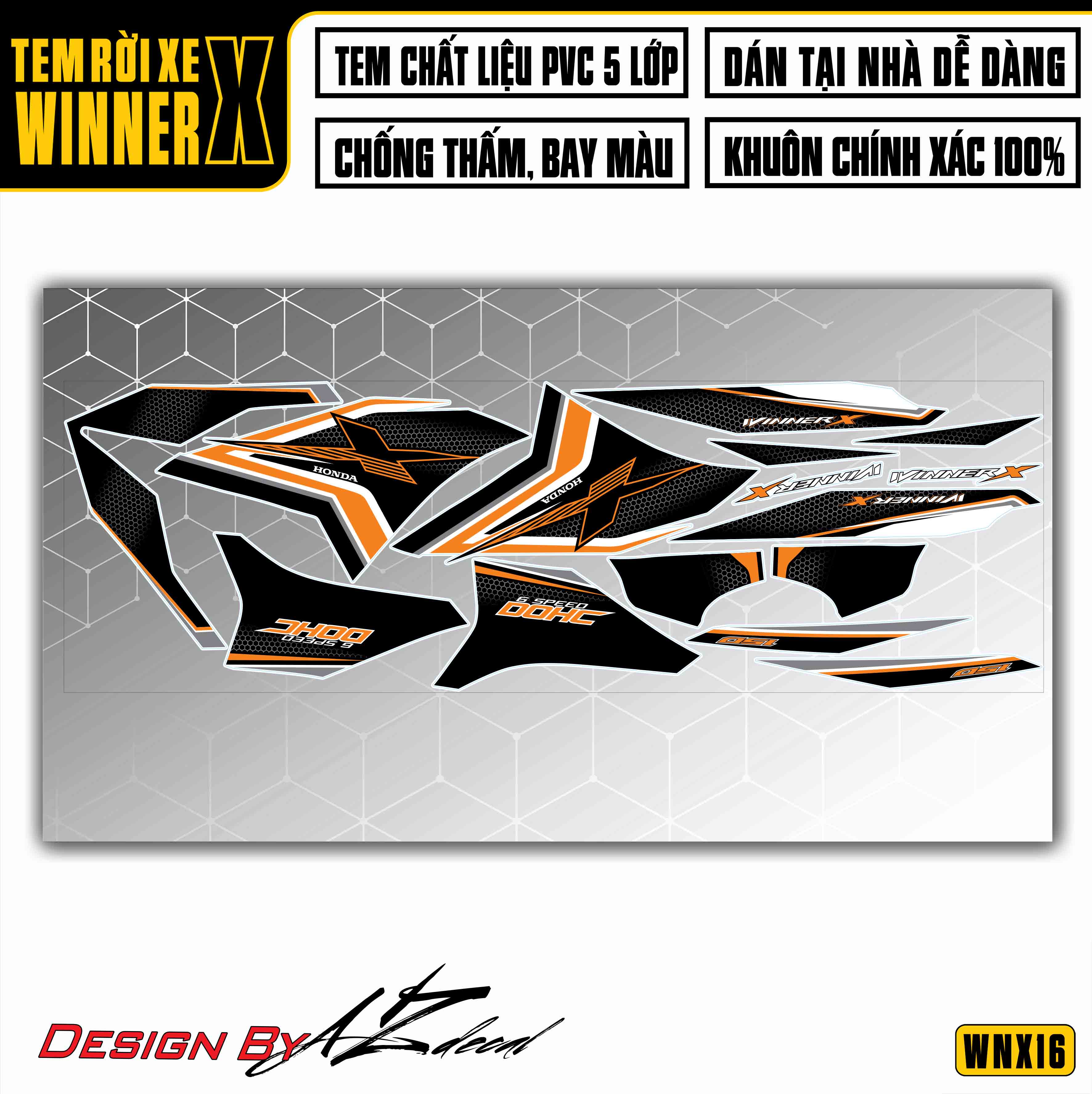 Tem Xe Winner X | WNX16 | Matrix DOHC tem nền trắng