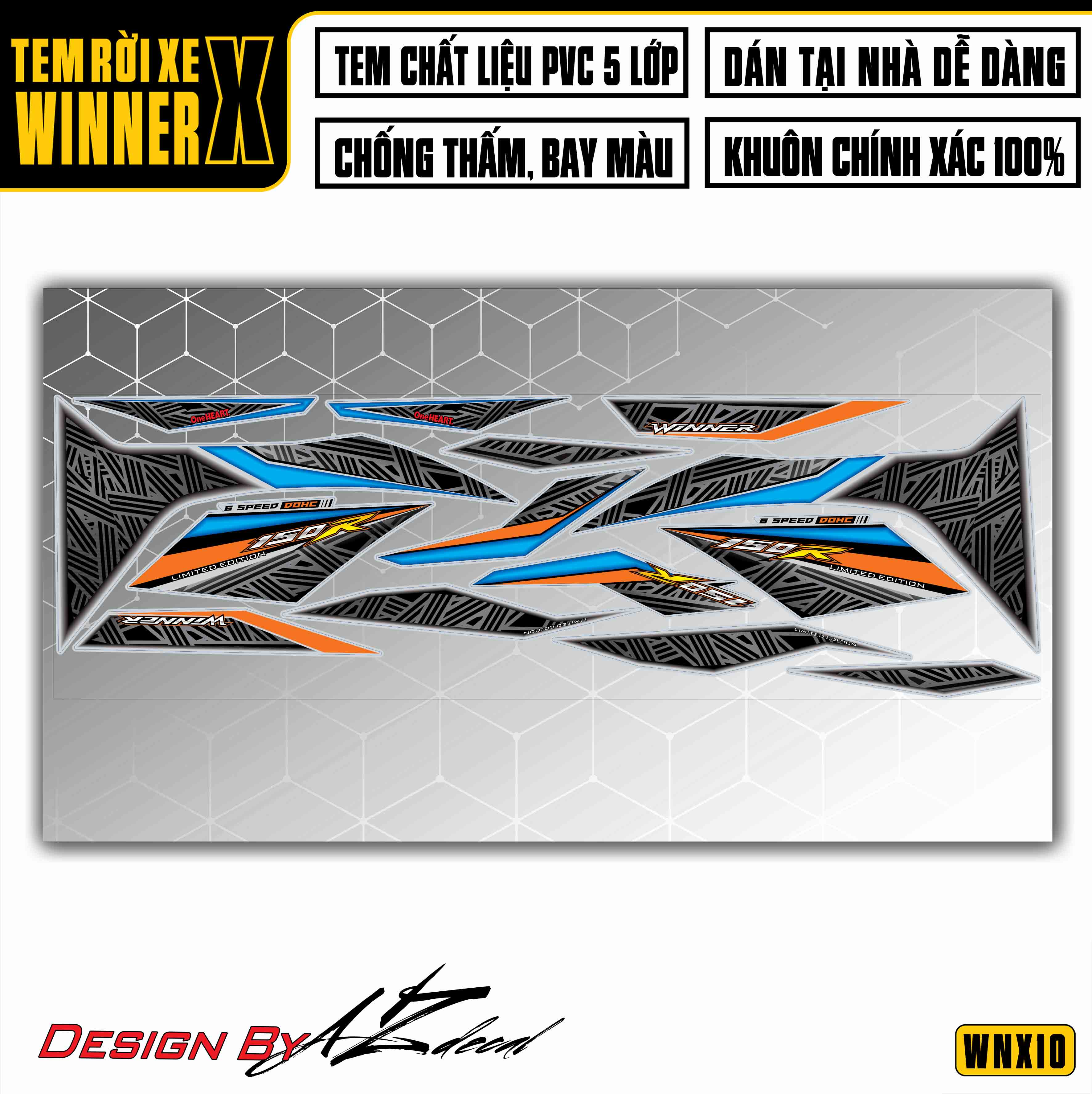 Tem xe Winner X One Heart Pattern nền trắng