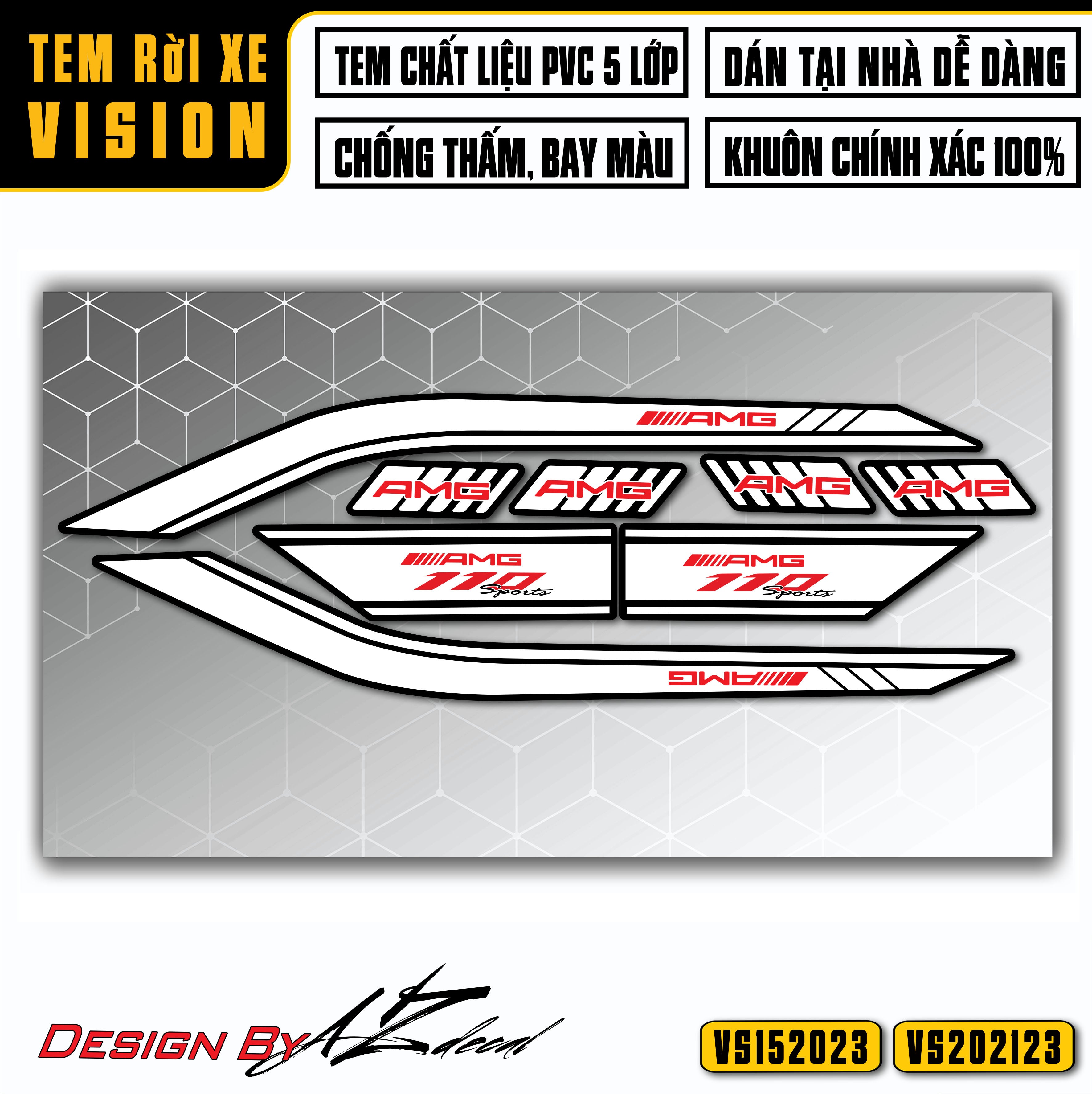 Dán tem xe Vision 2015 - 2021 mẫu tem chỉ AMG
