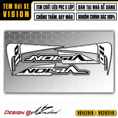 Decal xe Vision màu trắng dán xe đen