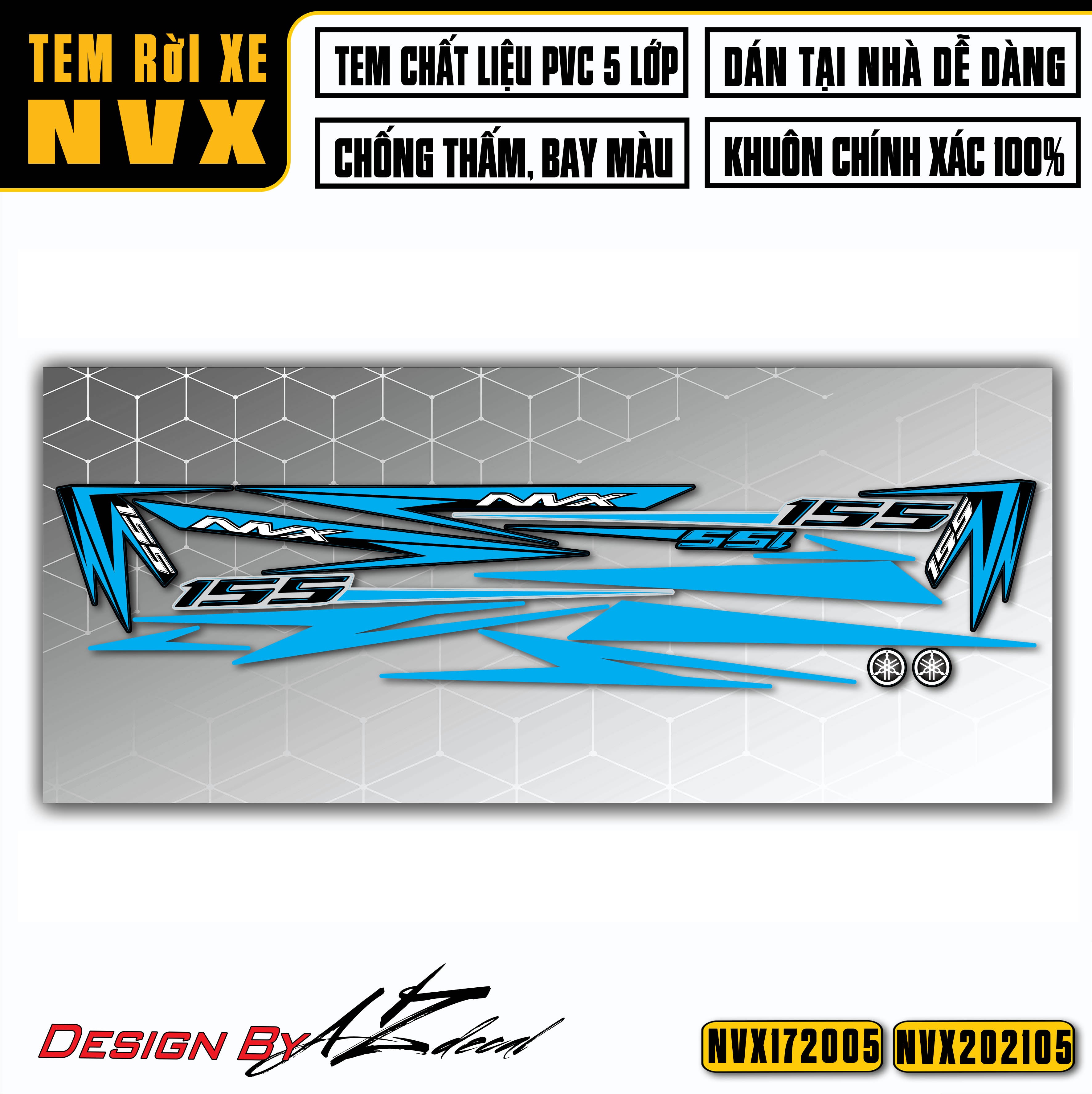 Tem xe NVX xanh dương đẹp