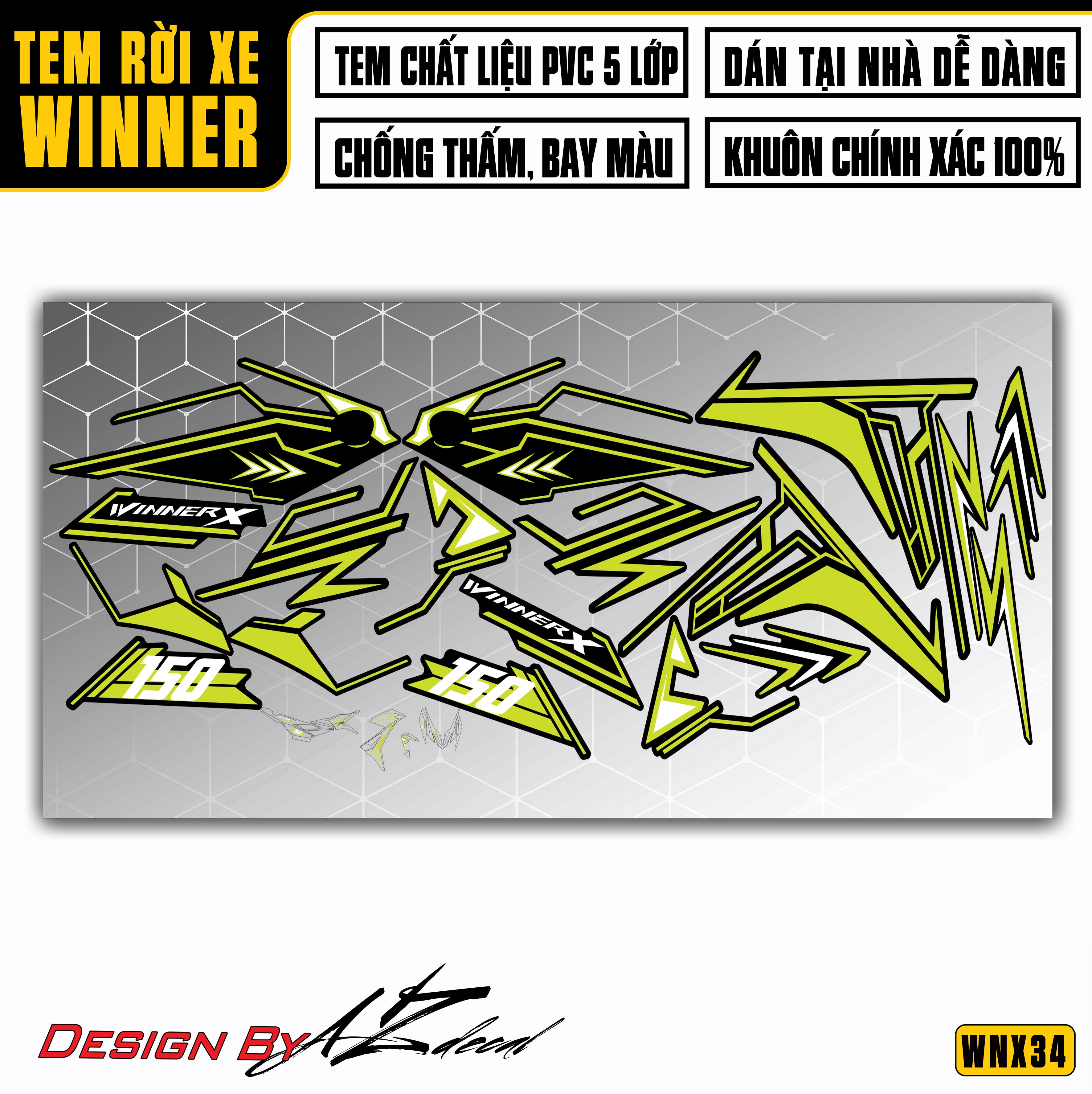 Bộ tem dán xe Winner X màu đen phong cách trẻ trung