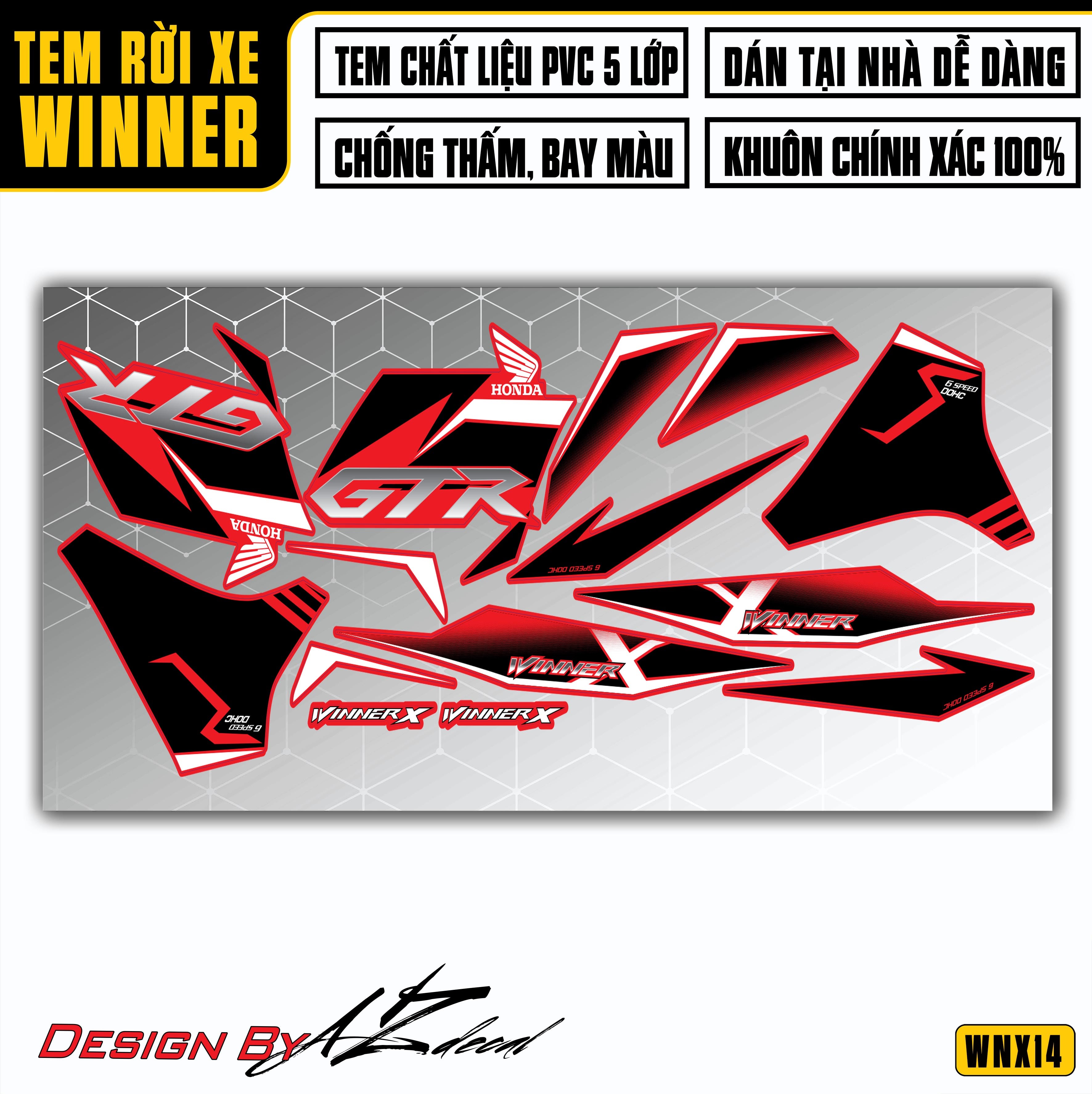 Tem Xe Winner X | WNX14 | Thiết Kế GTR Đỏ Đen