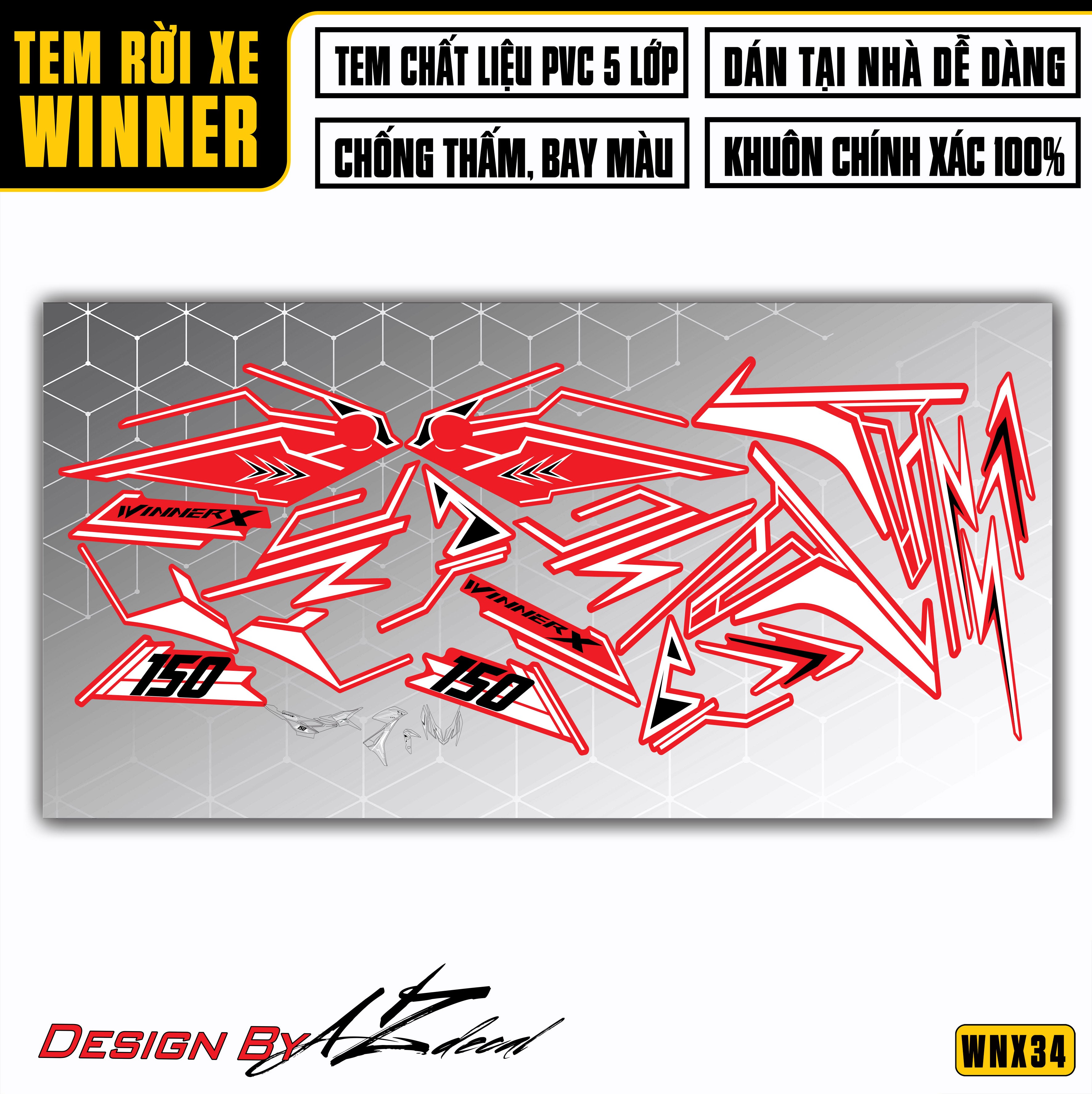 Bộ tem dán xe Winner X màu đỏ