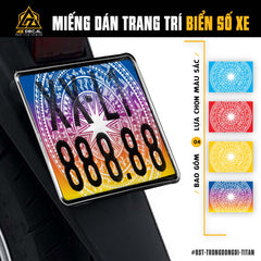 Decal dán biển số xe máy mẫu Trống Đồng màu Titan