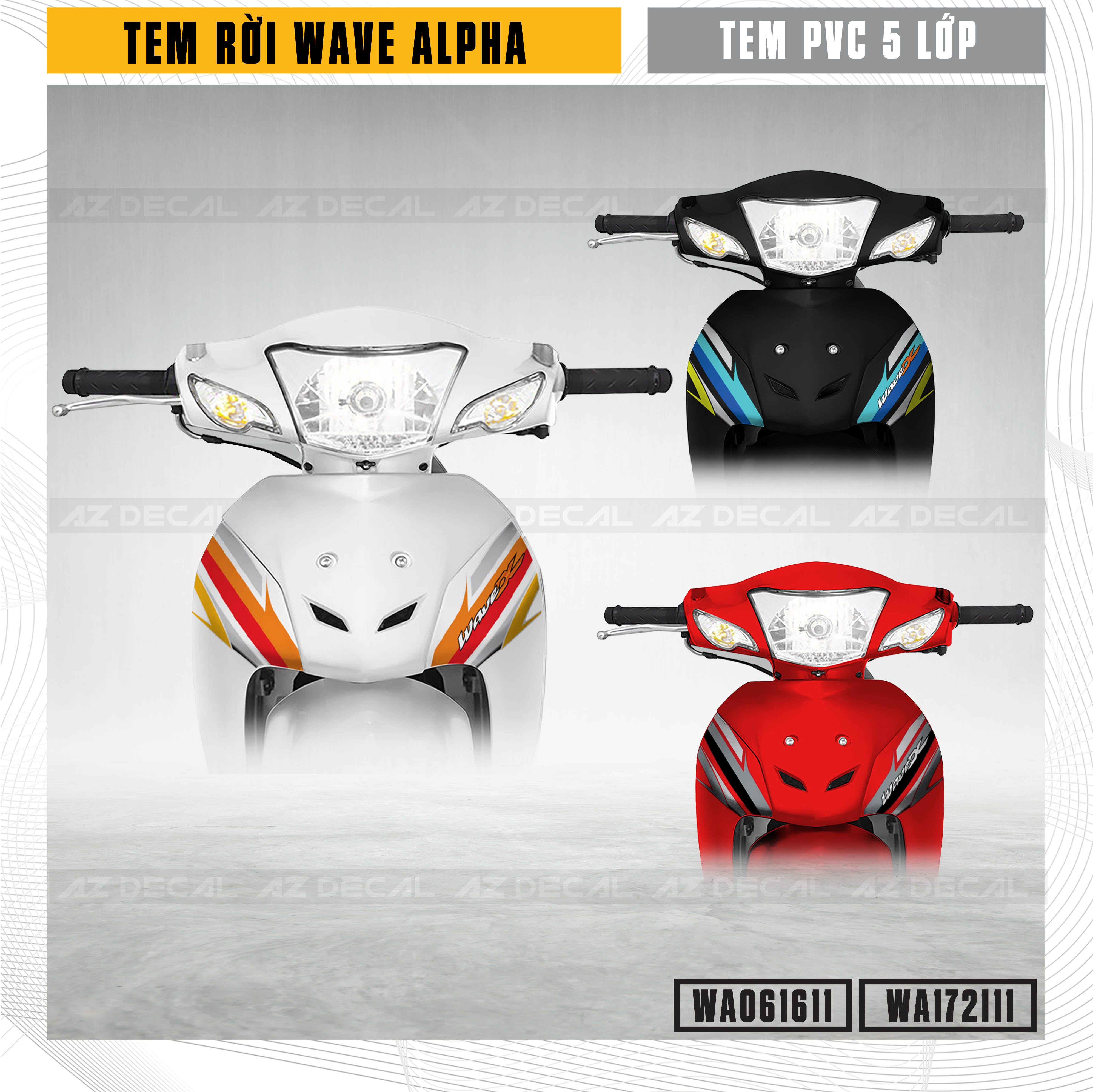 Tem dán mặt nạ xe Wave A đẹp mẫu WA11
