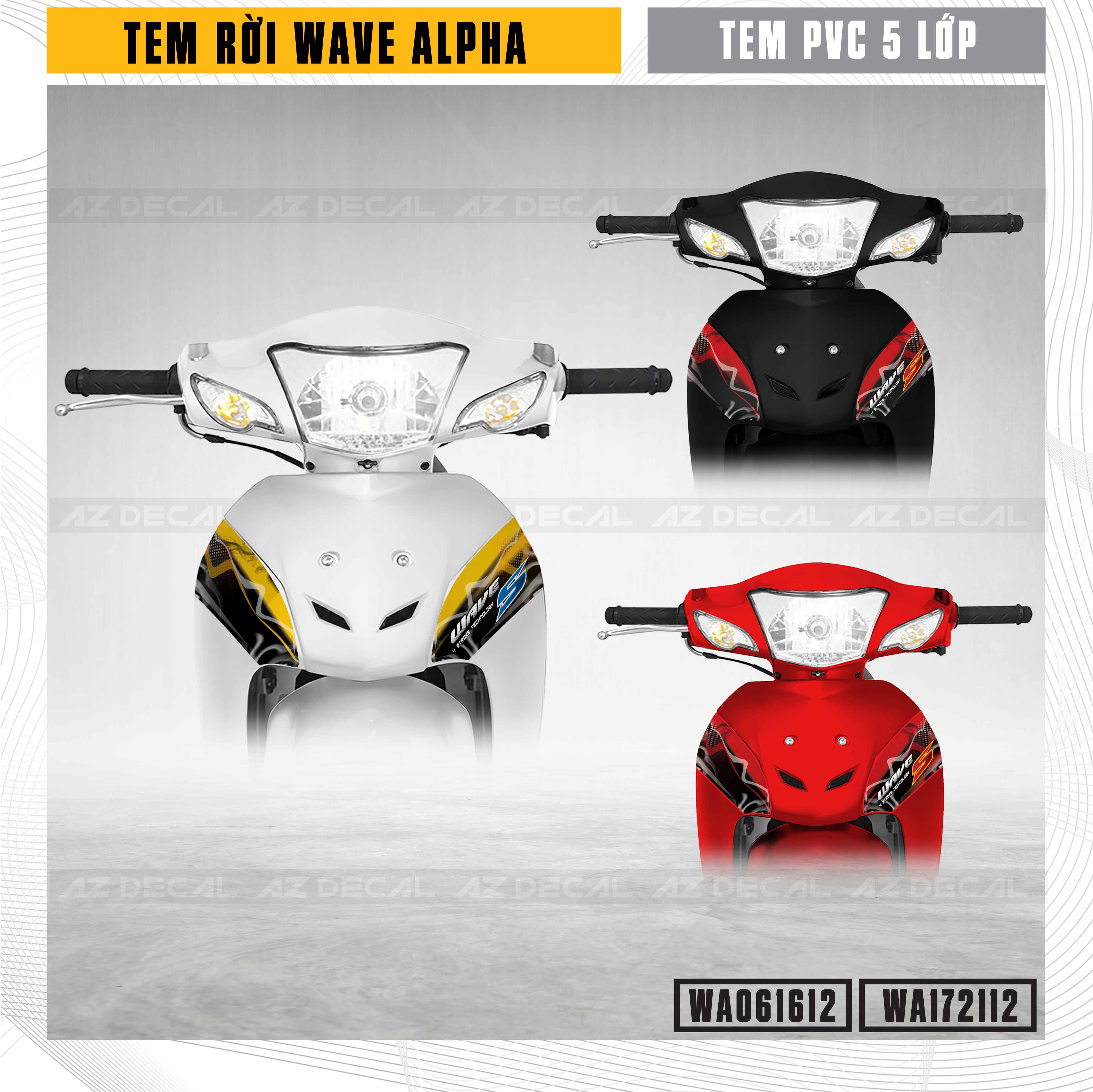 Decal dán mặt nạ xe Wave Alpha mẫu WA12