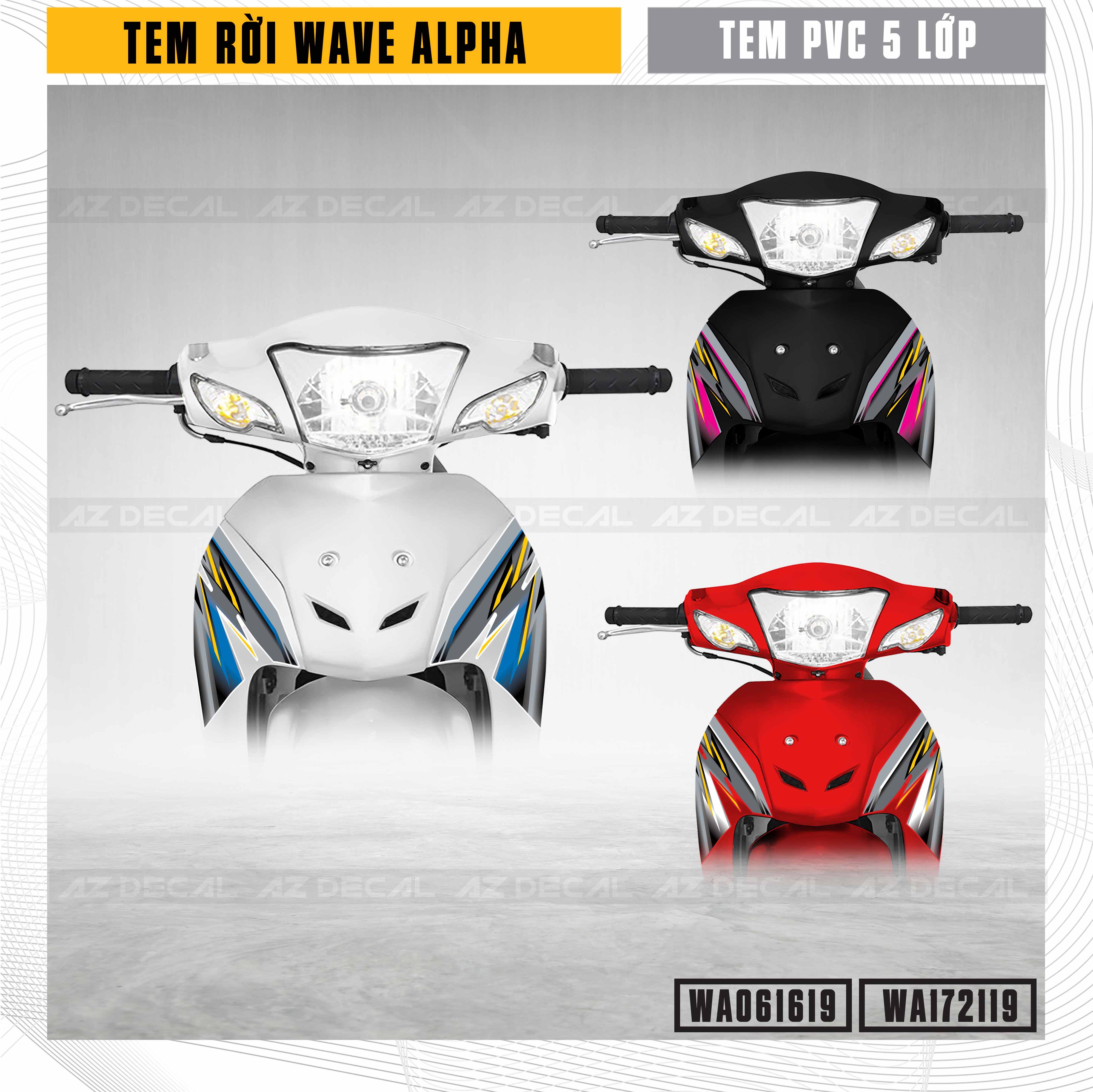 Tem dán yếm và mặt nạ xe Wave Alpha