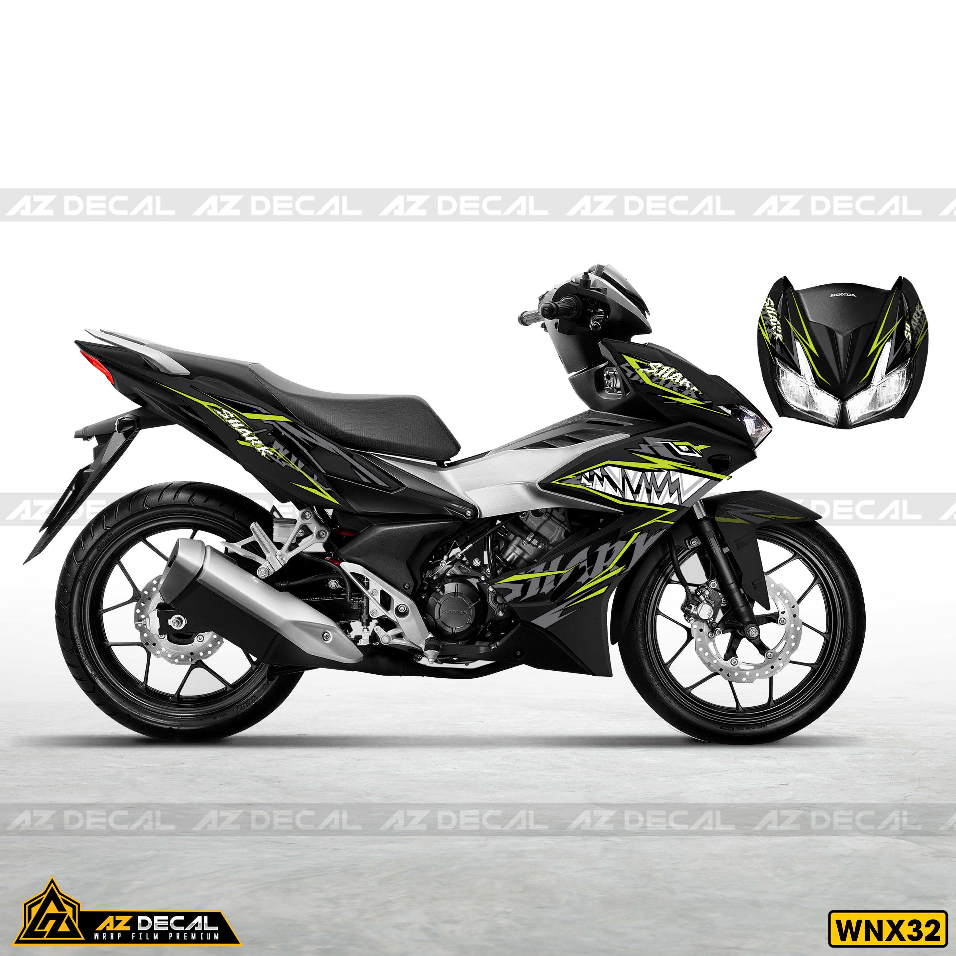 Tem xe Winner X đen mẫu cá mập