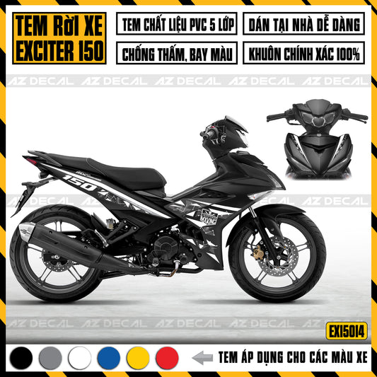Tem Exciter 150 Hoạ tiết 3D Xe Đen
