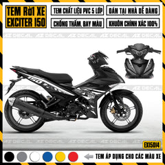 Tem Exciter 150 Hoạ tiết 3D Xe Đen