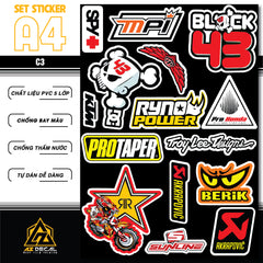 Sticker Dán Ô Tô, Xe Máy, Xe Điện, Xe Đạp, Mũ Bảo Hiểm | SET Trang Trí C3