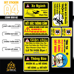 Sticker Dán Ô Tô, Xe Máy, Xe Điện, Xe Đạp, Mũ Bảo Hiểm | SET CẢNH BÁO 02