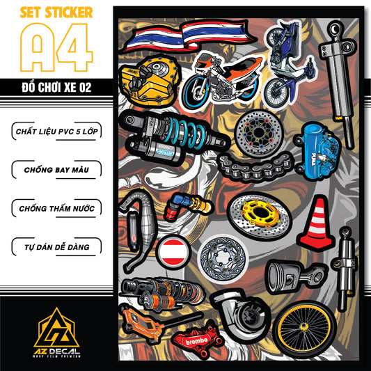 Sticker Dán Ô Tô, Xe Máy, Xe Điện, Xe Đạp, Mũ Bảo Hiểm | SET Trang Trí ĐỒ CHƠI XE 02