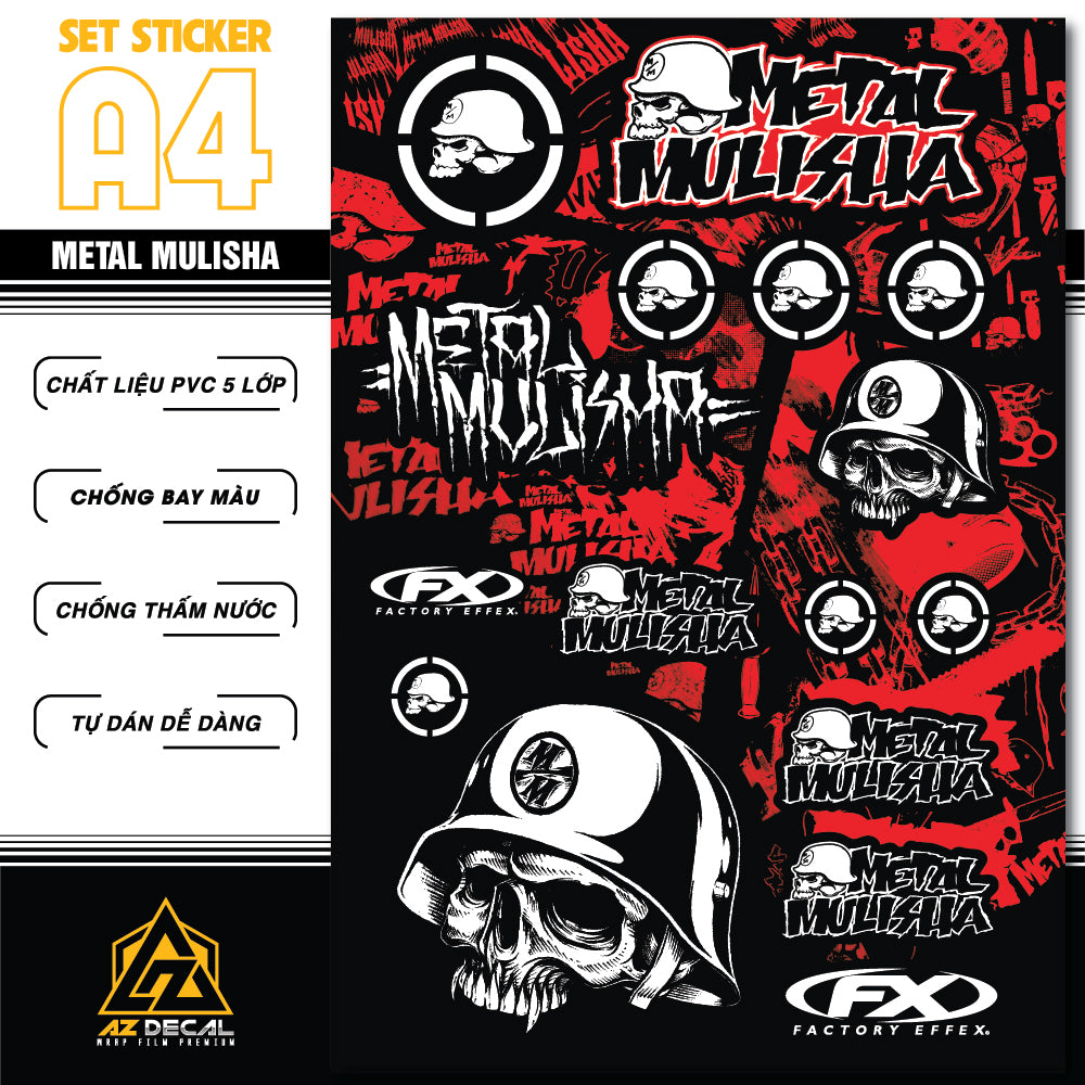 Sticker Dán Ô Tô, Xe Máy, Xe Điện, Xe Đạp, Mũ Bảo Hiểm | SET Trang Trí METAL MULISHA