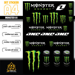 Sticker Dán Ô Tô, Xe Máy, Xe Điện, Xe Đạp, Mũ Bảo Hiểm | SET Trang Trí MONSTER 01