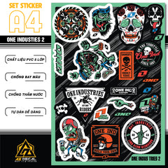 Sticker Dán Ô Tô, Xe Máy, Xe Điện, Xe Đạp, Mũ Bảo Hiểm | SET Trang Trí ONE INDUS TRIES 1