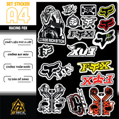 Sticker Dán Ô Tô, Xe Máy, Xe Điện, Xe Đạp, Mũ Bảo Hiểm | SET Trang Trí RACING FOX