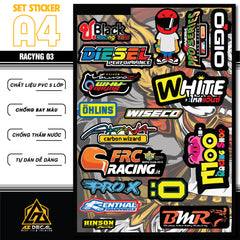 Sticker Dán Ô Tô, Xe Máy, Xe Điện, Xe Đạp, Mũ Bảo Hiểm | SET Trang Trí RACYNG 03