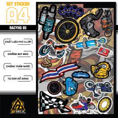 Sticker Dán Ô Tô, Xe Máy, Xe Điện, Xe Đạp, Mũ Bảo Hiểm | SET Trang Trí RACYNG 05