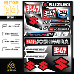 Sticker Dán Ô Tô, Xe Máy, Xe Điện, Xe Đạp, Mũ Bảo Hiểm | SET Trang Trí SUZUKI 1