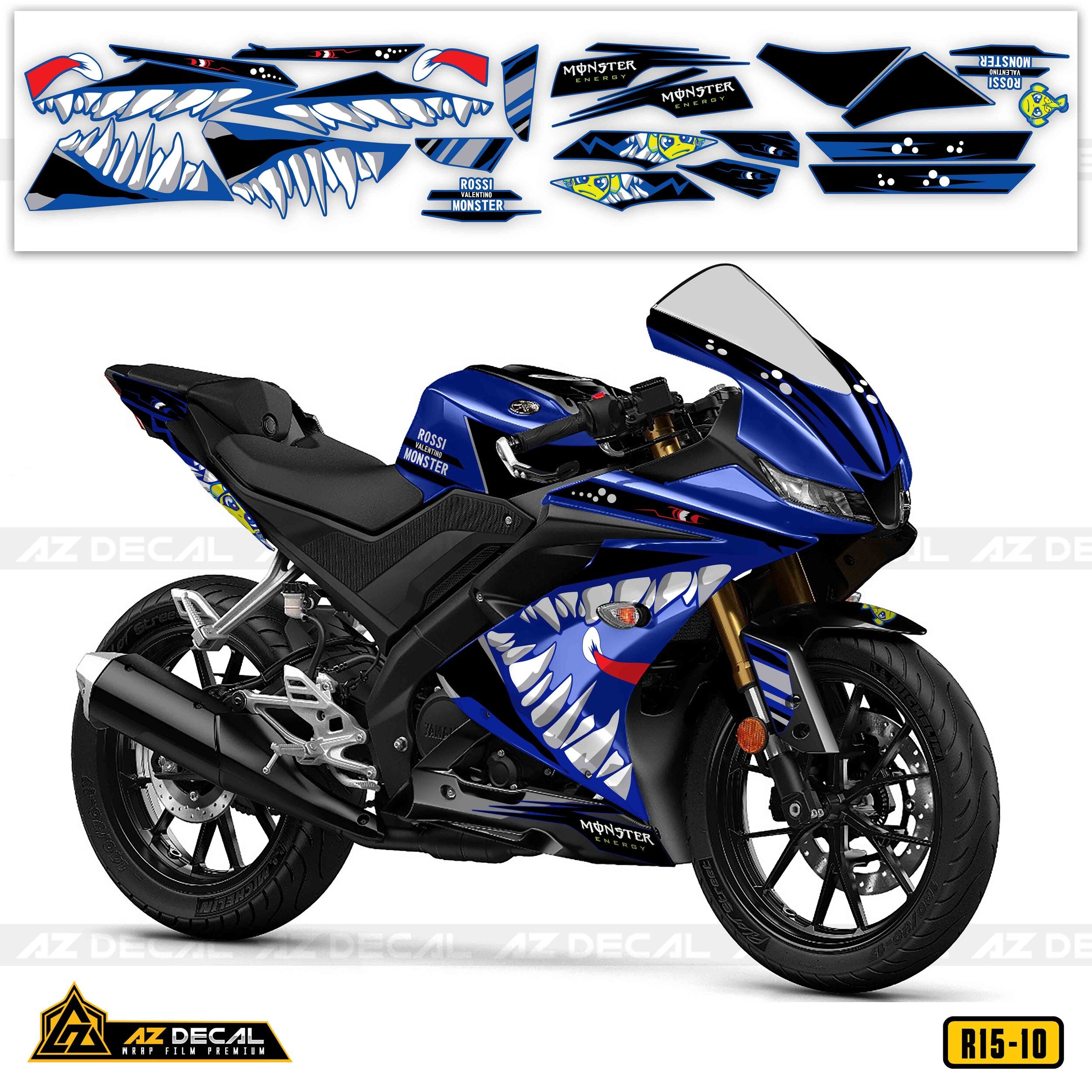 Xe Yamaha R15 v3 xanh dán tem rời mẫu Cá Mập