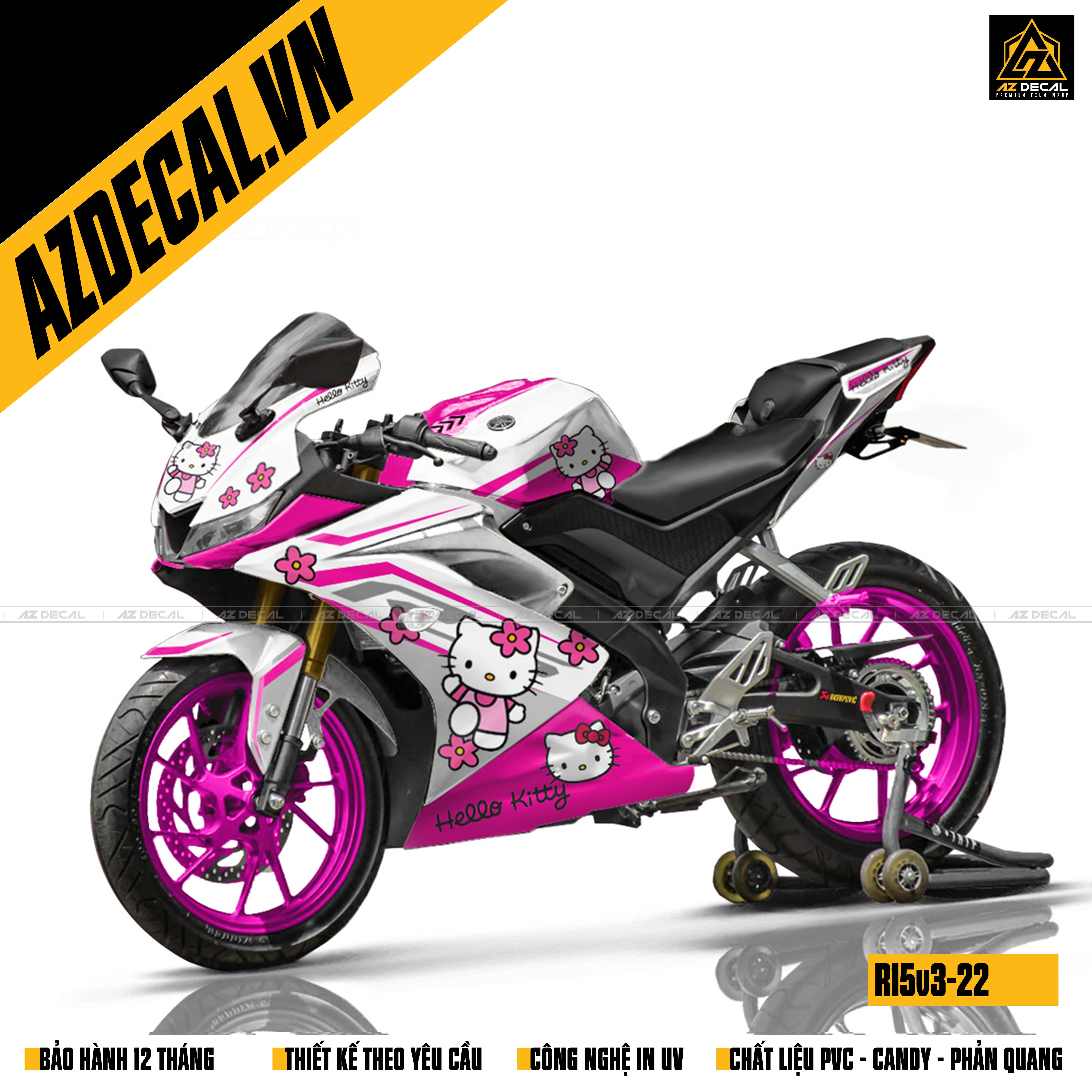 Tem xe R15V3 Hello Kitty màu hồng