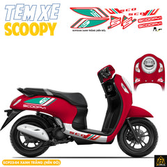 Tem Xe Scoopy Phong Cách Thể Thao màu xanh đỏ