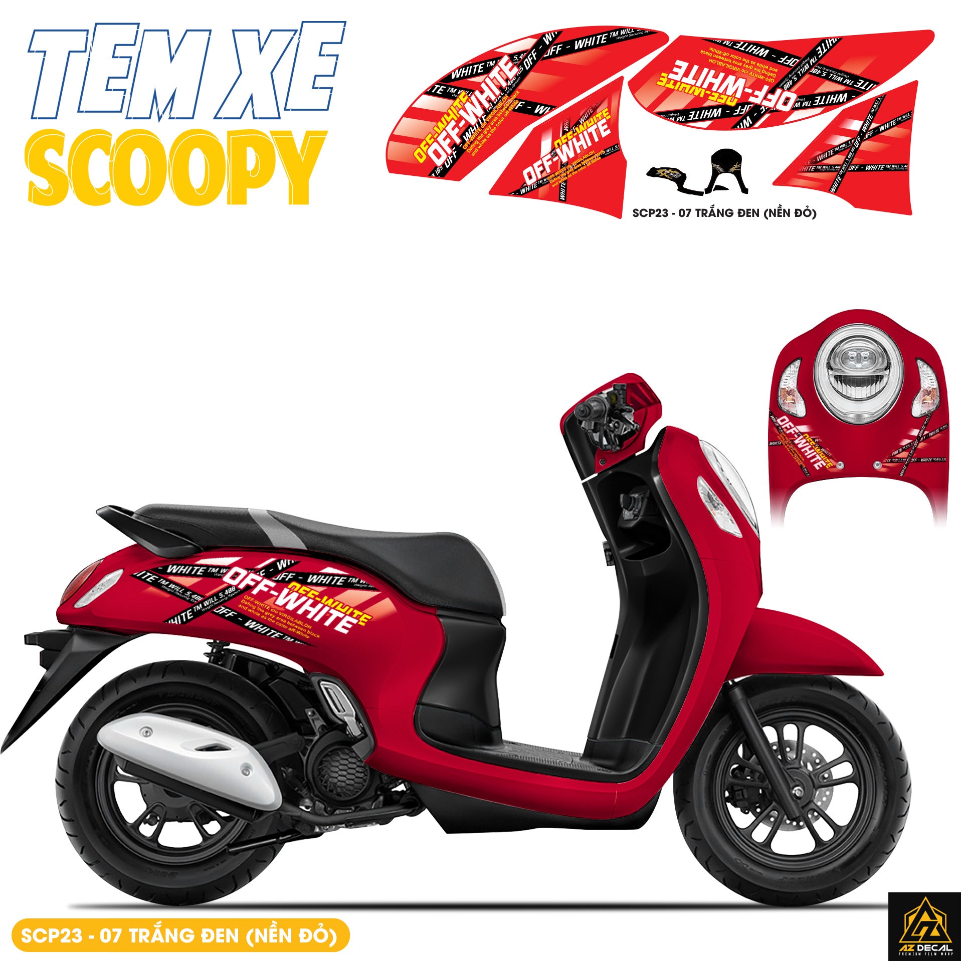 Tem Xe Scoopy Thiết Kế Off White màu trắng đen