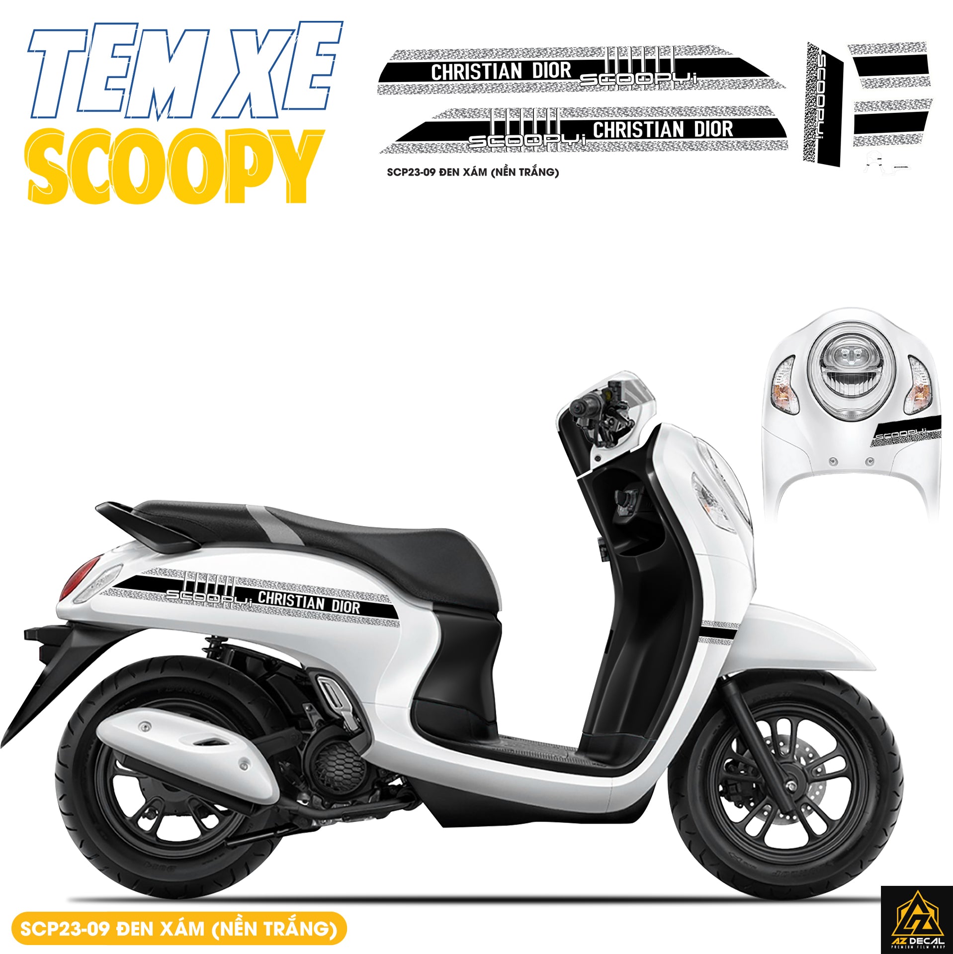 Tem Xe Scoopy | SCP23-09 | Thiết Kế Christian Dior màu đen xám