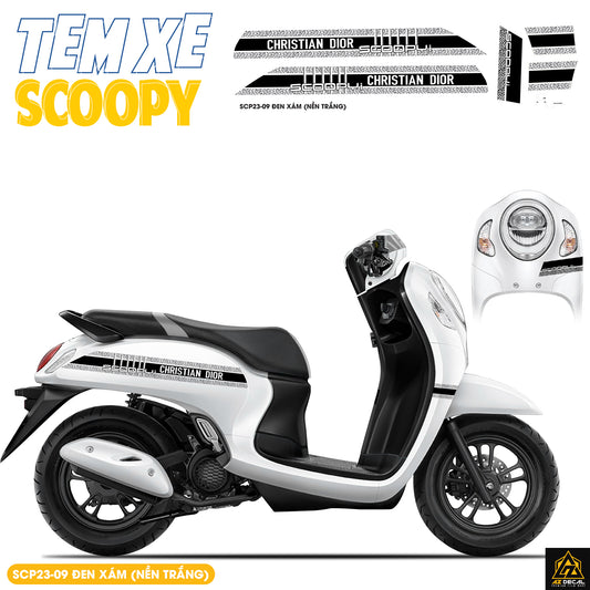 Tem Xe Scoopy | SCP23-09 | Thiết Kế Christian Dior màu đen xám