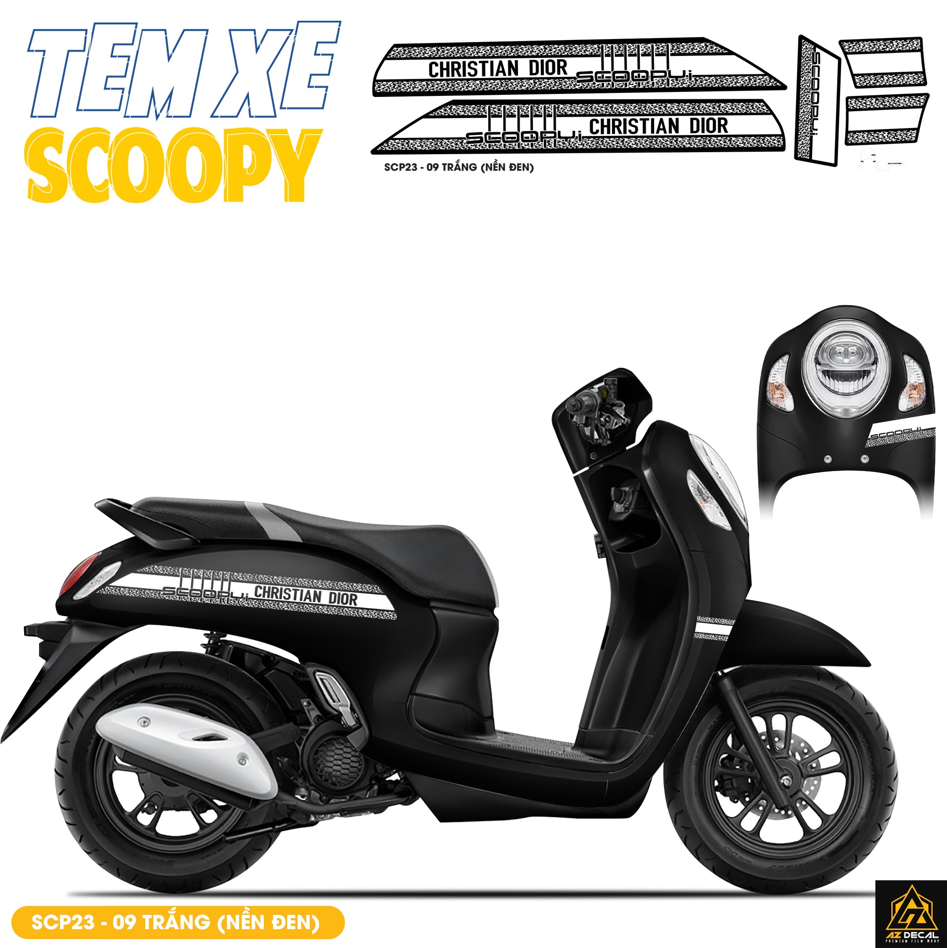 Tem Xe Scoopy | SCP23-09 | Thiết Kế Christian Dior màu trắng